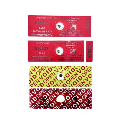 China Anti Magnetic Interference Security Labels Ideal for Electric and Water Meter Seals for sale