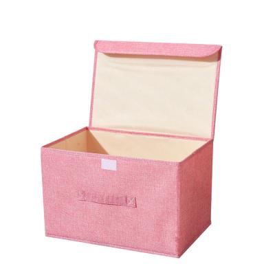 China New Cotton Sustainable Washable Canvas Cloth Foldable Toy Clothing Basket Storage Rectangular Stackable Storage Basket for sale
