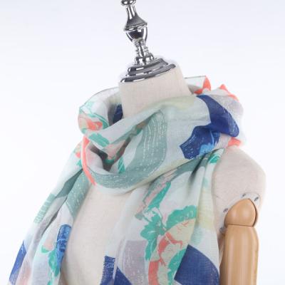 China Everyday Life Lightweight Soft Customized Printing Voile Cotton Scarf Infinity Scarf for sale