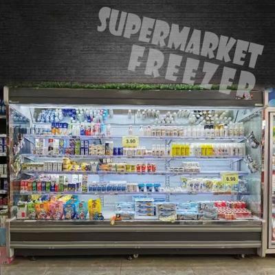 China Supermercado vertical Vitrina de productos lácteos Muestra de cubierta abierta multi chiller refrigerador en venta