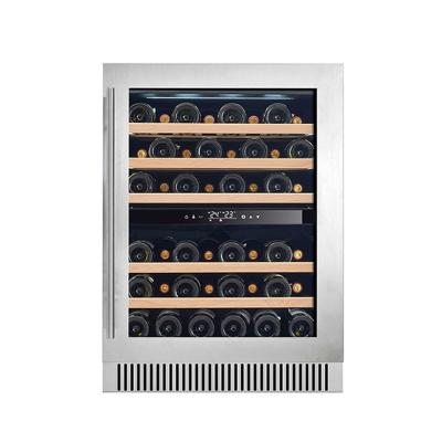 China Refrigerador de vino eléctrico de 60 botellas de doble zona para almacenamiento y conservación de vino en venta