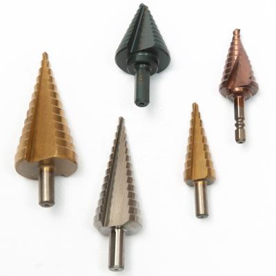 China Durable Life Titanium Coated 5pcs High Speed Step Drill Short Length Drill Bit Set for sale