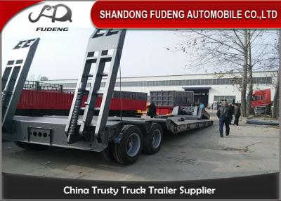 China 2 Axles Removable Gooseneck Low Bed Trailer , Heavy Machine Lowbed Trailer for sale