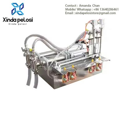 China Pneumatic Liquid Double Heads Filling Machine Horizontal Piston Filling Machine For Sale à venda