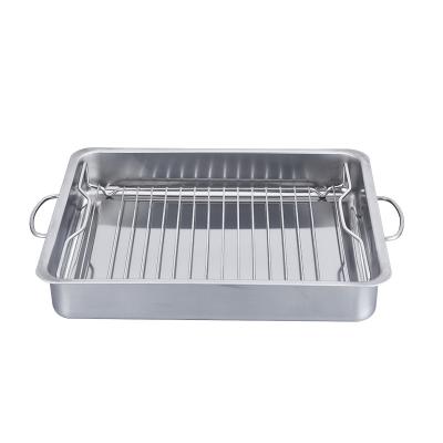 China Sustainable High Quality Goods Using Stainless Steel Turkey BBQ Grill Roast Pan Cookware Set for sale