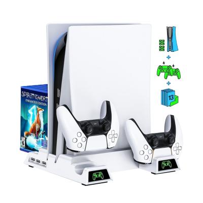 China PS5 Vertical Stand Fan with Dual Controller Charger Station and 13 Games Storage for Playstation 5 DE/UHD Console YH-51 for sale
