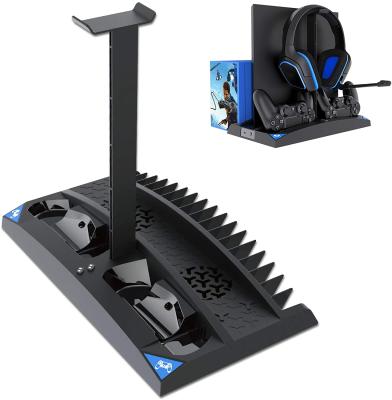 China Charger Station 17 Games Controller Storage Slot 1 Headphone Fan Vertical Cooling Stand For Ps4 Pro/Ps4 Ps4 Slim PG-P4009 for sale