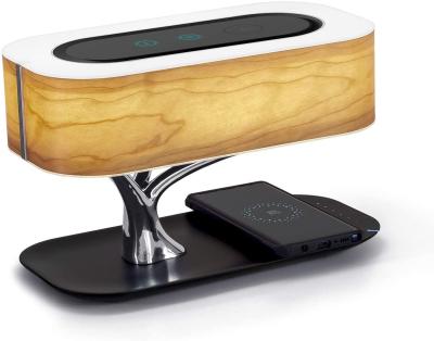 China ABS Bedside Lamp with BT Speaker and Wireless Charger, Table Lamp Desk Lamp with Sleep Mode Stepless Dimming for sale
