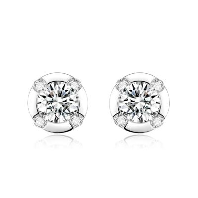 Chine Conception spéciale Boucles d'oreilles de diamants de 18 carats en laboratoire bijoux style durable Boucles d'oreilles de diamants de forme ronde à vendre