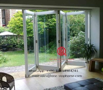 China luxury hotel front door,Exterior Waterproof Glass Bifold Aluminum Folding Door,Decorative grill design fold door for sale