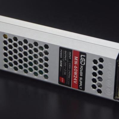 China With PCB Factory Price Green High Quality Ultra Thin Driver 24V 60W Ultra Thin Led Light Box Led Changing Power Supply for sale