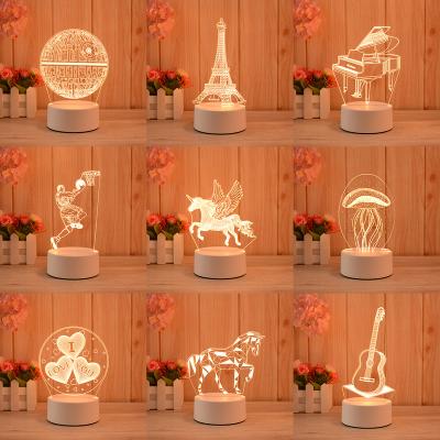 China Modern Simple Warm Light 3D Illusion Night Light 3D Acrylic Lamp With DIY Patterns for sale