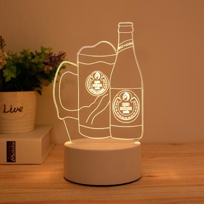 China Modern Creative 3D LED Night Lights Novelty Illusion Night Lamp 3D Night Lamp Small Creative Night Light For Home Decorative Light for sale