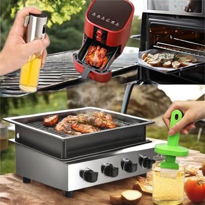 China Botão de spray de vinagre de óleo 200ml Dispensador de vidro sustentável para cozinha óleo de soja molho de churrasco à venda