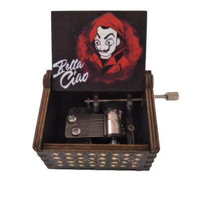 China Wholesale Hand Crank Bella Ciao Wooden Music Box Special Gift Handle for sale
