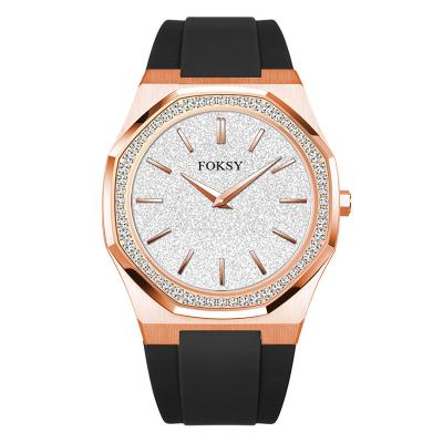 China Wholesale High Quality Water Resistant Silicone Strap Natural Bling Crystal Replica Diamond Wrist Luxury Brand Quartz Men Watch From China for sale