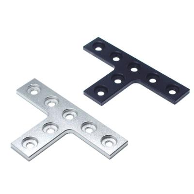 China GIULY Aluminum Alloy Silver / Black 7 Hole T Joint Plate For 2020 Aluminum Profile for sale