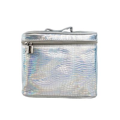 China Waterproof Portable Make High Capacity Custom Serpentine PU Leather Portable Travel Makeup Storage Bag Cosmetic Case for sale