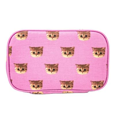 China Hot Selling Customized Multifunctional Pink Japan Style Logo Zipper Makeup Bag Kitty Print Cosmetic Bag for sale