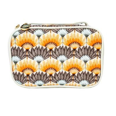 China Multifunctional Hot Selling Logo Colorful Leaf Geometric Pattern Printing Custom Makeup Bag Cosmetic Bag for sale