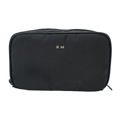 China NATIONAL DIRECT Custom Made Solid Black Multifunctional Makeup Bag Travel Factory Pouch Cosmetic Bag With Mirror for sale