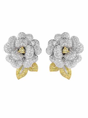 Chine or blanc Diamond Earrings de 0.33ct Camellia Flower Earrings Ladies 18k à vendre