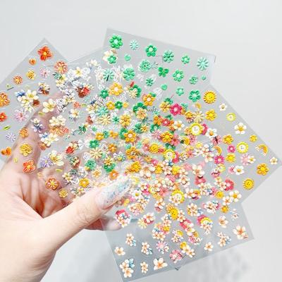 China Decoration Summer Nail Leave 5D Nail Sticker Drinking Nail Art Decoration Manicure Wrap Laser Slider Fruit Summer Adhesive Decal for sale