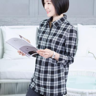 China Factory Wholesale Cheap Long Sleeve Loose Oversized Ladies Flannel Plaid Shirt Anti-Shrink for sale