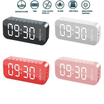 China Portable Wireless Mini Radio Alarm Clock S5 BT Speaker Mirror LED Subwoofer for sale