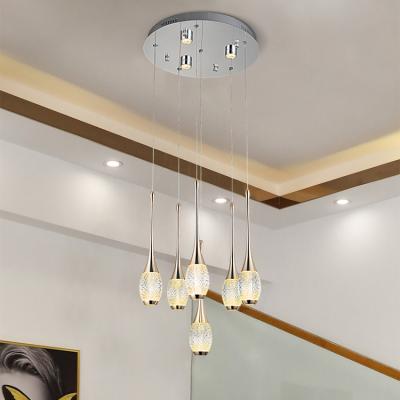 China Modern Staircase Living Room Bedroom Luxury New Product Acrylic Iron Led Chandelier Pendant Light for sale