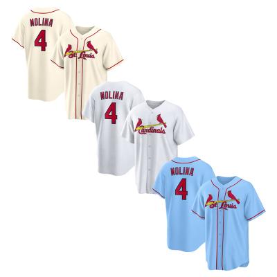 China Breathable New Season St. Louis 4 Yadier Molina Best Quality Embroidery Stitched shirts Baseball Jersey - Crea - Light Blue - White for sale