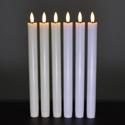 China 3d wick; remote control & timer functions 10inch Thin Flameless Flickering 3D Wick Window LED Taper Candle Wedding Candlestick with Remote & Timer, Battery Operated for sale