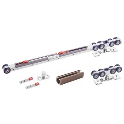 China Silent bearing with anti-bump accessories sliding wooden door wheel hardware hanging sliding door with 8 wheels hanging roller for sale