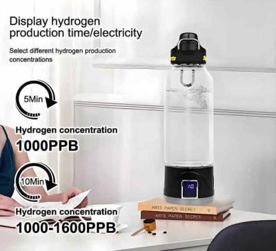 China Best Portable 1L Sport Hydrogen Rich Alkaline Water Bottle Generator SPE PEM New Technology Hydrogen Water Cup for sale