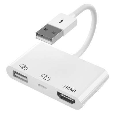 China USB + Type C pd charger + HDMI-Compatible USB OTG Card Reader Adaptor Type C To PD Charger Connector HDMI-Compatible 4K Digital AV Adapter For IPhone for sale