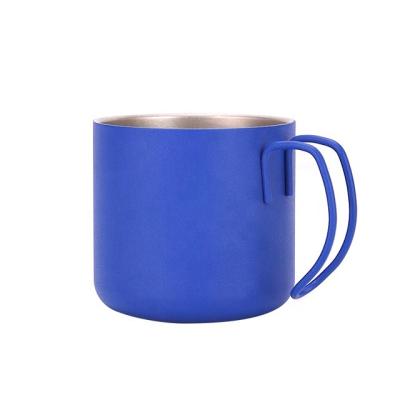 China Viable Wholesale Custom Fathers Day Camp Blue Powder Coating Stainless Steel Tea Coffee Mug Cup With Logo for sale