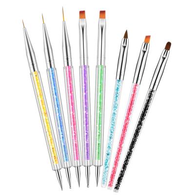 China Nail Paint Combines Two Functions of Multifunctional Spot Drill Nail Painting Tools 2 in 1 Design 8pcs Point Drill Pen and Nail Brush for sale