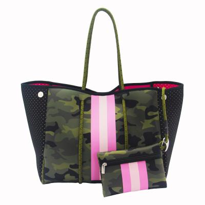 China 2022 Hot Selling Water Proof Neoprene Bag Beach Perforated Bag Tote Handbag Bags For Women for sale
