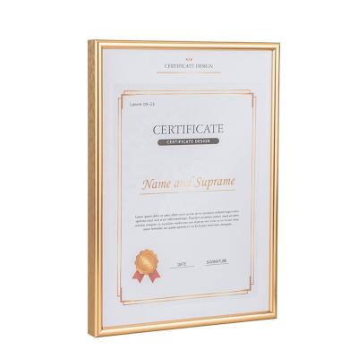 China Diploma / Certificate Advertising / Display / Gift A4 A3 Metal Gold Certificate Frame Aluminum Picture Photo Frame for sale