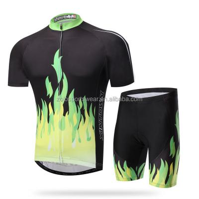 China Breathable New Design Custom Sublimation Jersey Set Cycling Green With Short Sleeve for sale