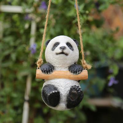 China China country style resin arts and crafts sets for kids panda tree ornament for sale