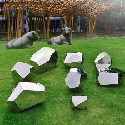 China Hollow Garden Decoration Garden Stone Steel Sculpture Abstract Modern Stainless Ball Small for sale