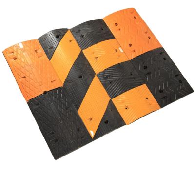 China Yellow and Black 1meter Rubber Road Bump Speed Ramp Road Breaker Rubber Speed Bump For Driveway Safety for sale