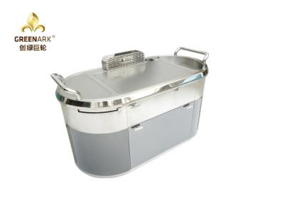 China Oval Down Exhaustion Mobile Teppanyaki Grill Electromagnetic Hibachi Table With Purification for sale
