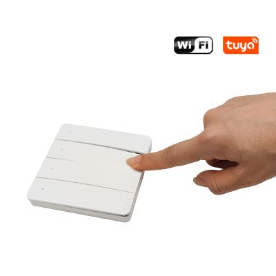 China Lighting Products Smart Self Powered Remote Control Wall Switches Home Wifi 3 Strip No Au Aluminum Lamp Switch Needed Cheap Power 4 Touch Neutral for sale