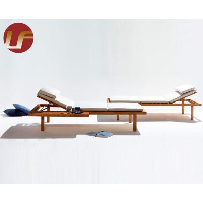 China Teak Wood Modern Comfortable Outdoor Sun Sofa With Cushion Pool Side Chair for sale