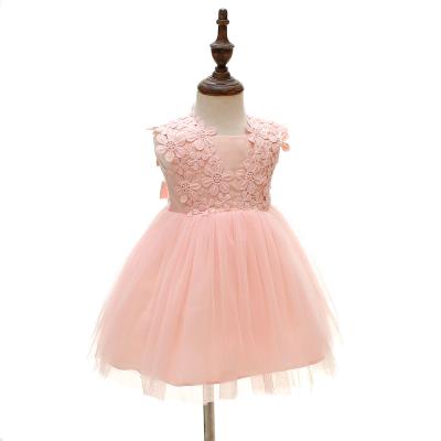 China Breathable Moderm Princess Girls Baby Dress Newborn Pink Sleeveless Summer Dress Wedding for sale