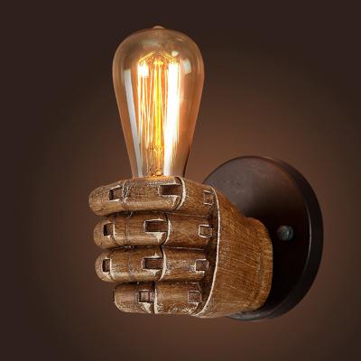 China Modern Drop Shipping Retro Resin Fist Wall Lamp European Style Bar Restaurant Cafe Decorative Wall Lamp for sale