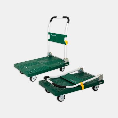 China ATECH Folding Platform Trolley Easy Hand Trucks Silent Portable Mute Foldable Blank Hand Cart Plastic Push Hand Cart for sale
