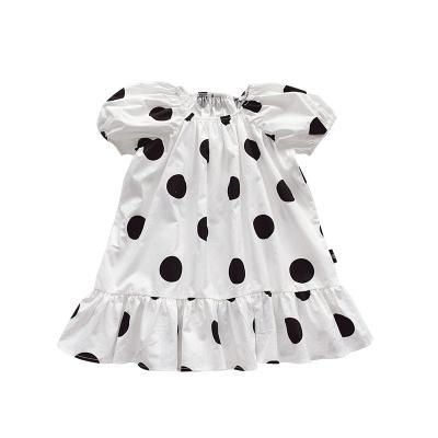China Breathable 2-6 Years Kids Girls Polka Dots Dress Summer Short Puff Sleeve Dress MX55320 for sale